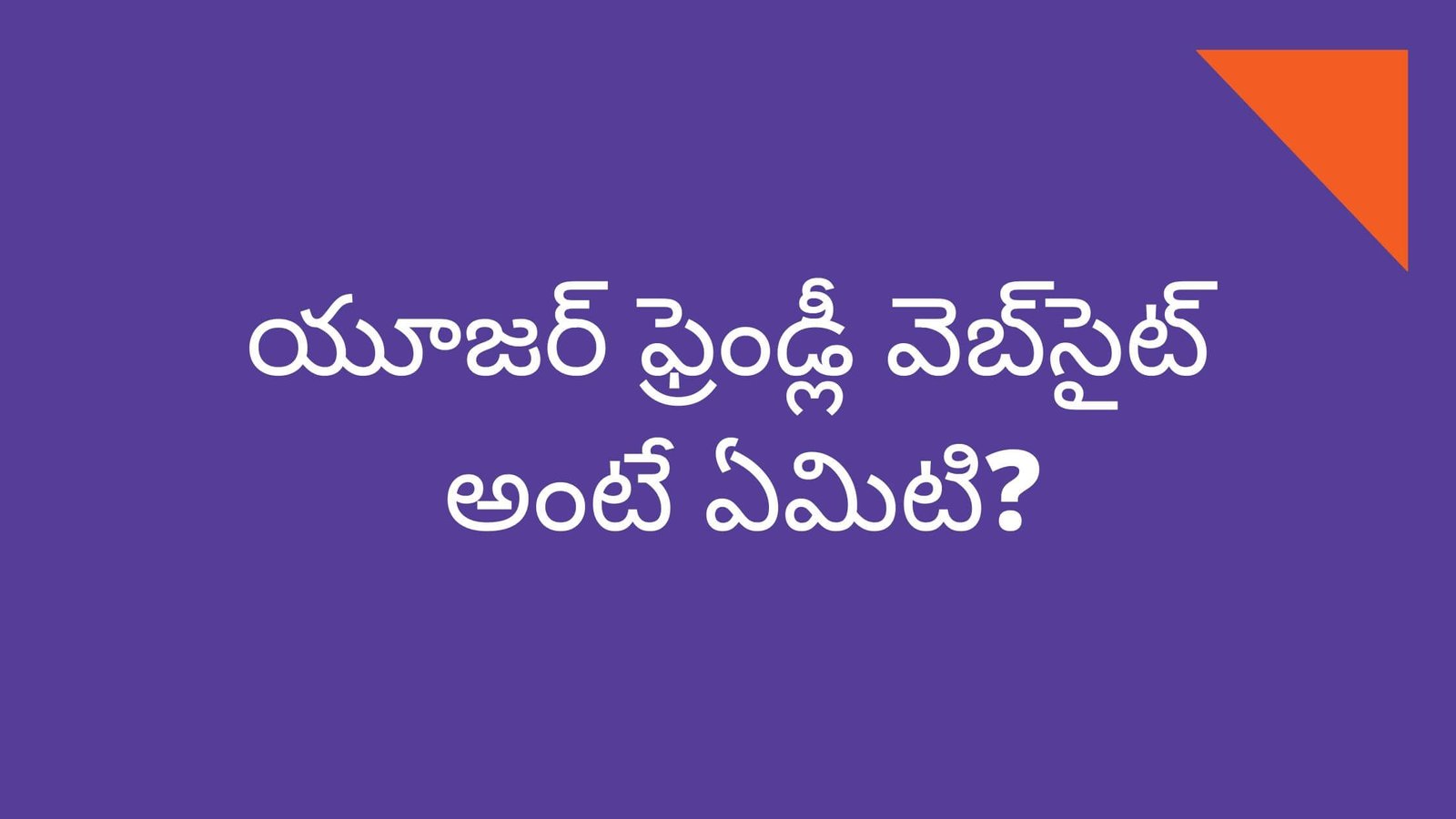 what is user friendly website in Telugu?